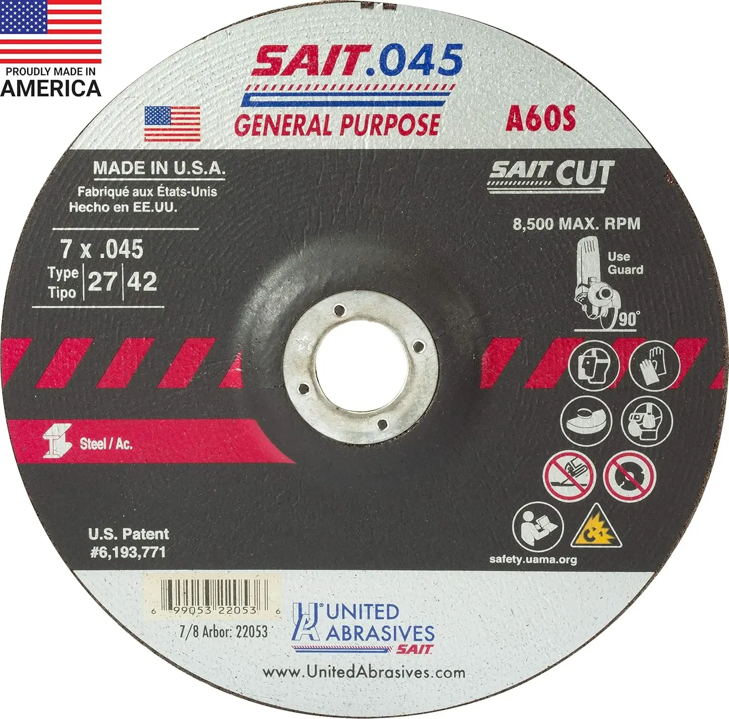 Abrasives-SAIT 22053 A60S General Purpose Cut-Off Wheels (Type 27/Type 42 Depressed Center) 7