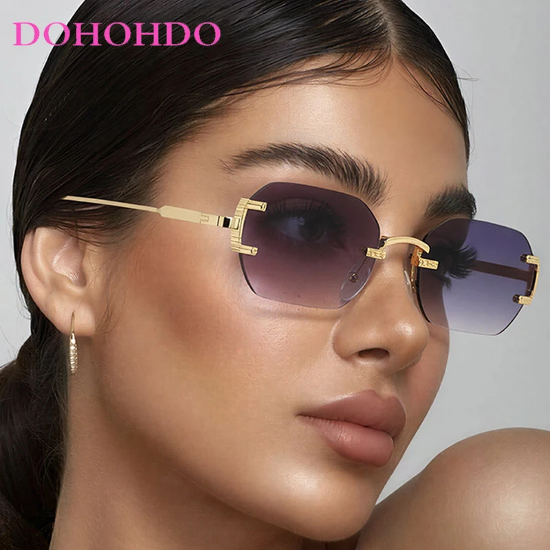 

Popular Metal Rimless Square Sunglasses Women Trendy Retro Punk Men Sunglass Outdoor Summer Traveling Shade Eyewear UV400 Óculos