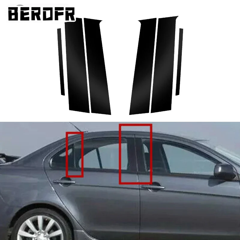 

6 шт., наклейки на стойки автомобиля, литые внешние детали для Mitsubishi Lancer EX/Sedan 2008-2017, декоративная наклейка на окно, двери автомобиля