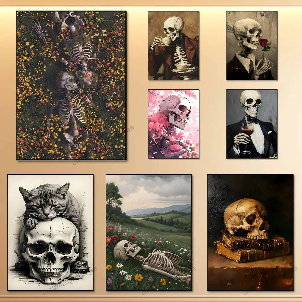 

Skull Art Poster Poster High Wall For Home Office Bedroom Living Room Hallway Bar Perfect Gift Quality