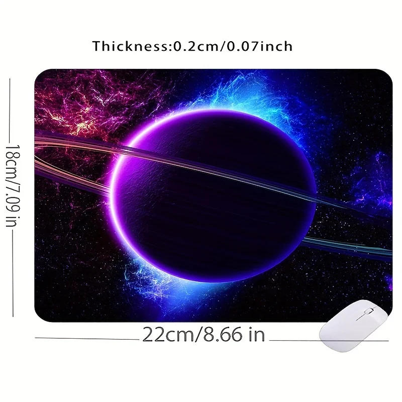 Non-slip Base Small Size Square Mouse Pad For Home Work Desks Blue Space Planet Pattern Offices And Laptops CP Desk Mat Gifts
