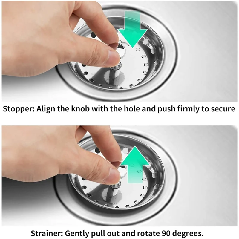 

2PCS Kitchen Sink Drain Strainer Sink Stopper Combo For Standard 3-1/2 Inch Drain, Stainless Steel Sink Strainer Basket-AA26