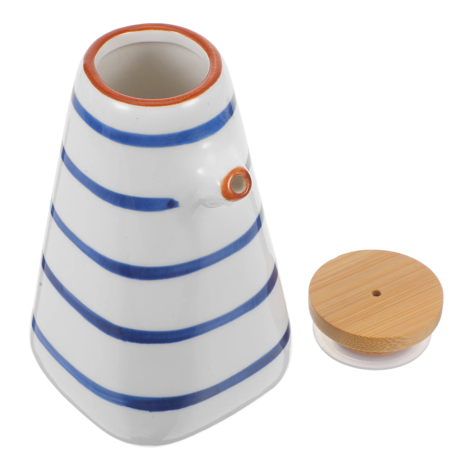 

Ceramic Sauce Dispenser 220ml Hand Painted Kitchen Vinegar Olive Oil Container Easy Cleaning Durability Wooden Cap