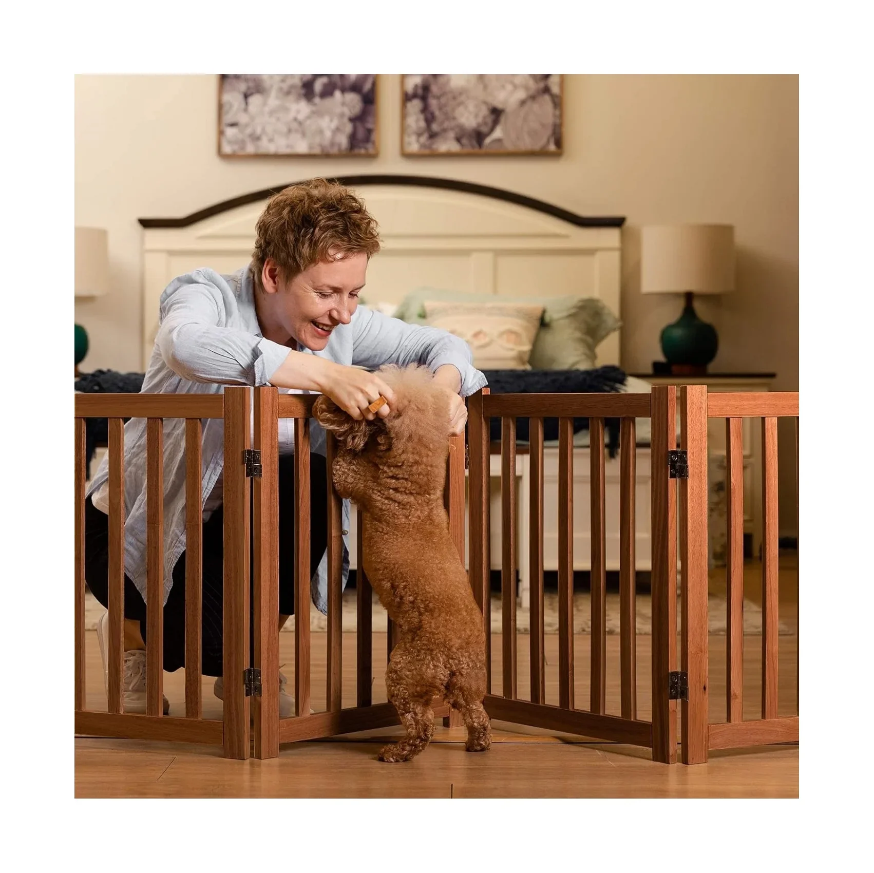 

Pet Expandable Gate Branded ODM Modern Dog Crate Sliding Door Dog Barrier Wood Pet Dog Fence Gate