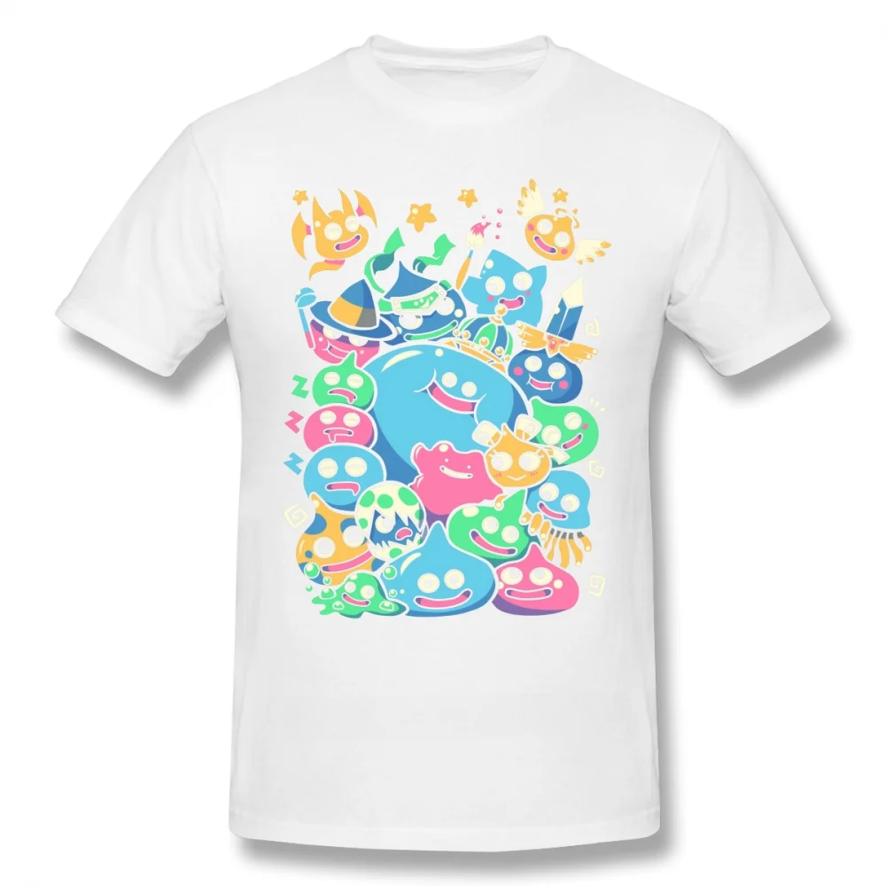 heavyweight Dragon Quest T Shirt Slime Party T-Shirt Funny Beach Tee Shirt 100% Cotton Printed Man Short Sleeves Oversize