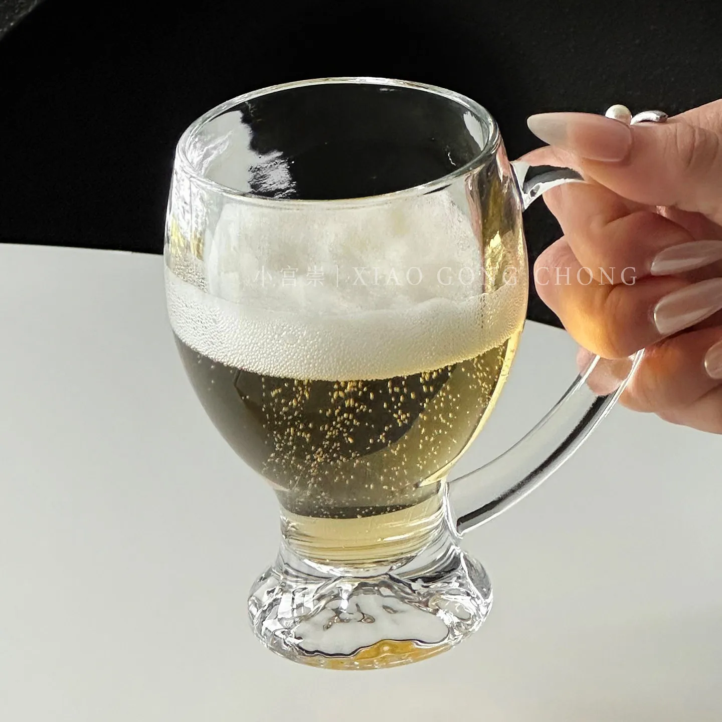 Creative Handle Glasses 2026 New Household 200ml Simple Wheat Beer Mugs Thicken Good-looking Transparent Round Juicy Glass