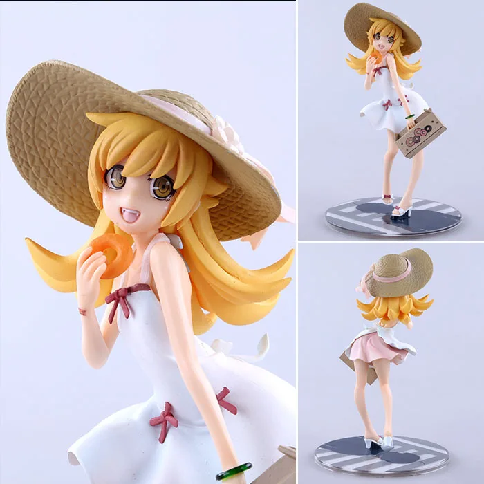 

Cute Anime Lady Oshino Shinobu 2.0 Action Figure, Monogatari Series Straw Hat Skirt Donut Themed Statue, Pvc Collectible Model