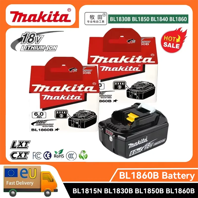Original Makita 18V Battery 18650 Rechargeable Li Ion Battery Makita BL1860B BL1830 BL1850B LXT400 for Replacement Power Tool