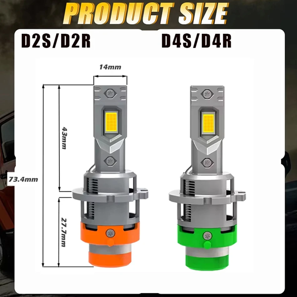 D2S D4S LED Car Headlight Bulbs D1S D3S Canbus Mini size light Wireless Fan D2R D4R Car Lamp HID Xenon 1:1 Turbo Auto Headlamp view 6