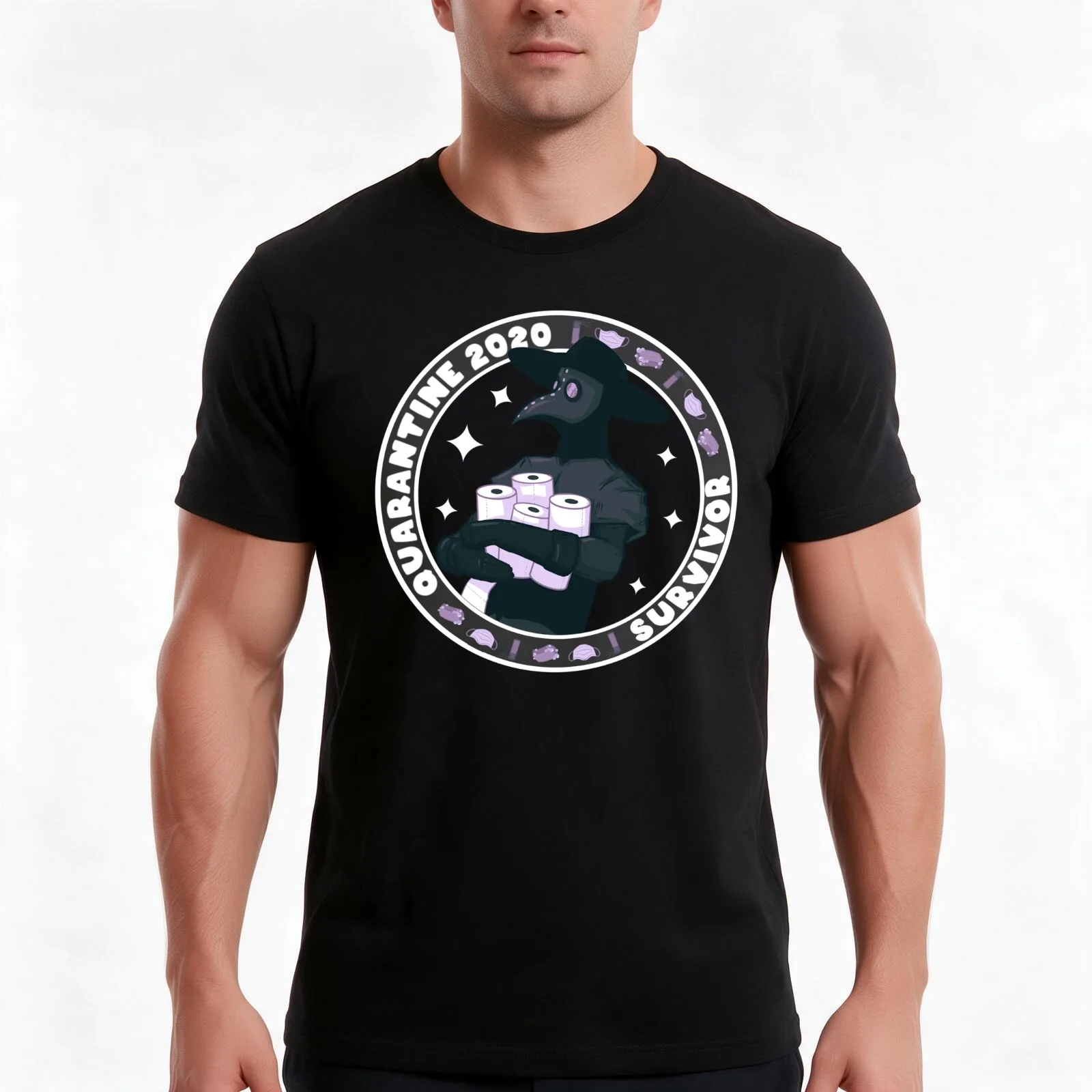 Quarantine Survivor 2020 T-Shirt, Summer Casual Cotton Tee, Oversized Streetwear Tops, Vintage Graphic Print, Unisex Men Women