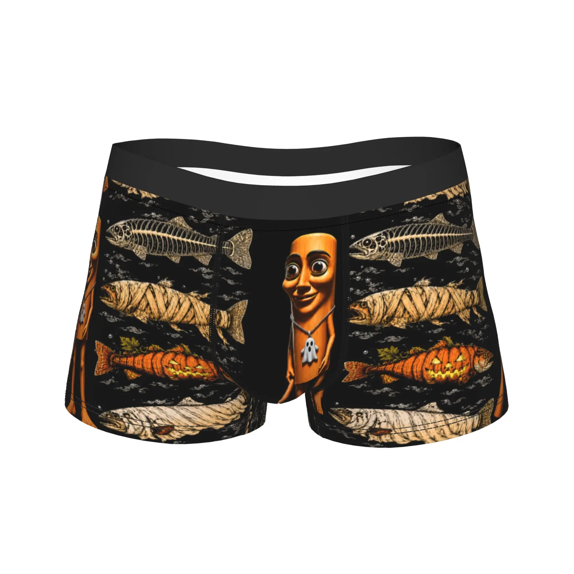 Tung Tung Tung Sahur Halloween Trout Ghost Pumpkin Skeleton Underwear Novelty Underpants Shorts Briefs Men 3D Pouch Boxer Shorts