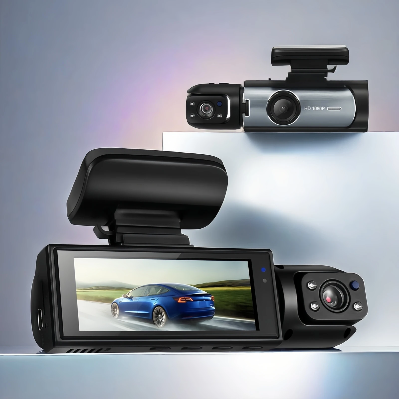 

Автомобильный видеорегистратор 1080P HD с ИК-ночным видением — 3,16-дюймовый IPS-экран, G-сенсор, циклическая запись и монитор парковки для переднего и заднего вида