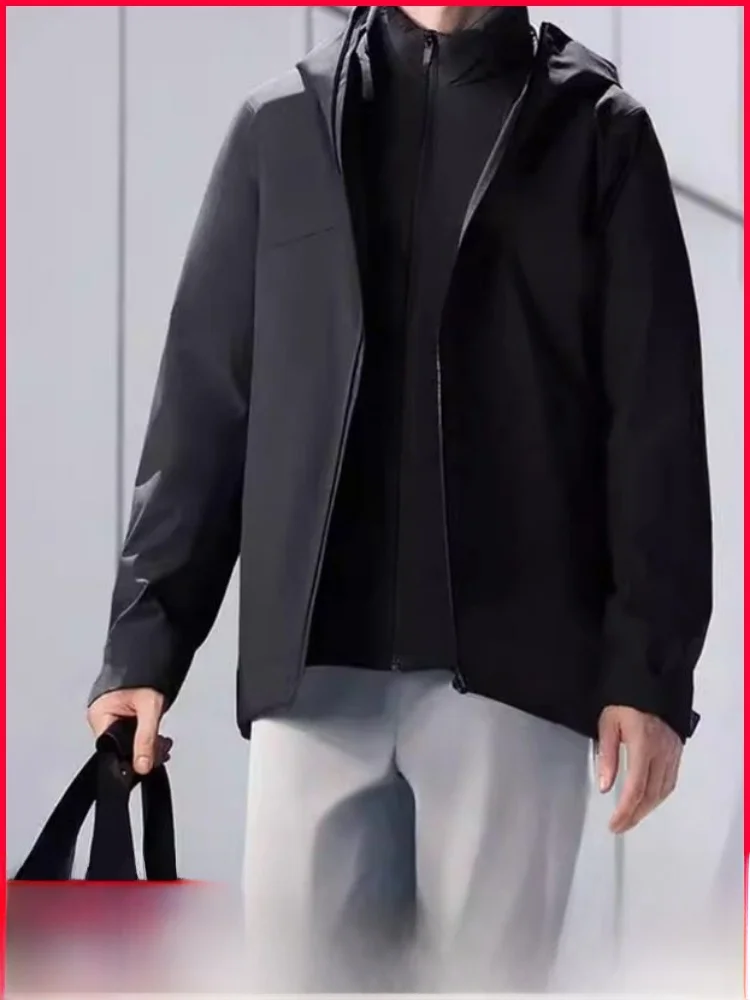 

Теплая дышащая мужская куртка-софтшелл с флисовой подкладкой для активного отдыха, осенне-зимняя, легкая, универсальная, с капюшоном, приталенного кроя, с воротником-стойкой