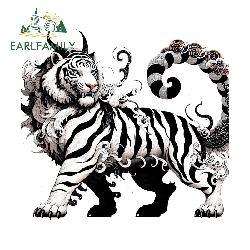 EARLFAMILY Fierce Tiger Car Sticker Interesting Rearview Mirror Helmet Motorcycle Occlusion Scratch Decal Waterproof Decor