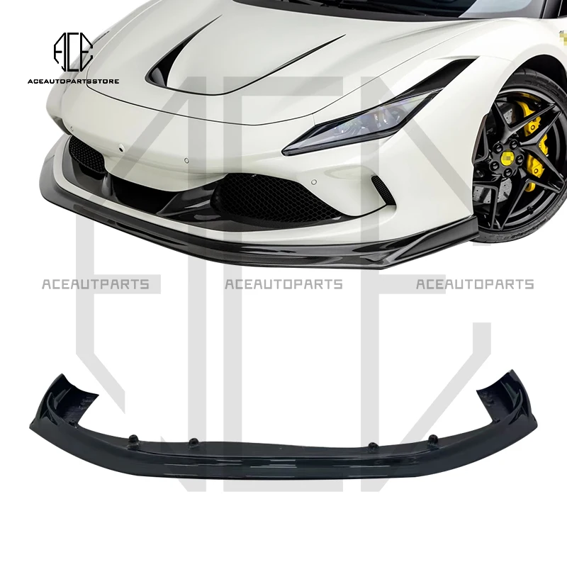 

Комплект нижней передней губы автомобиля из сухого углеродного волокна V-образного стиля для Ferrari F8 2019-2021