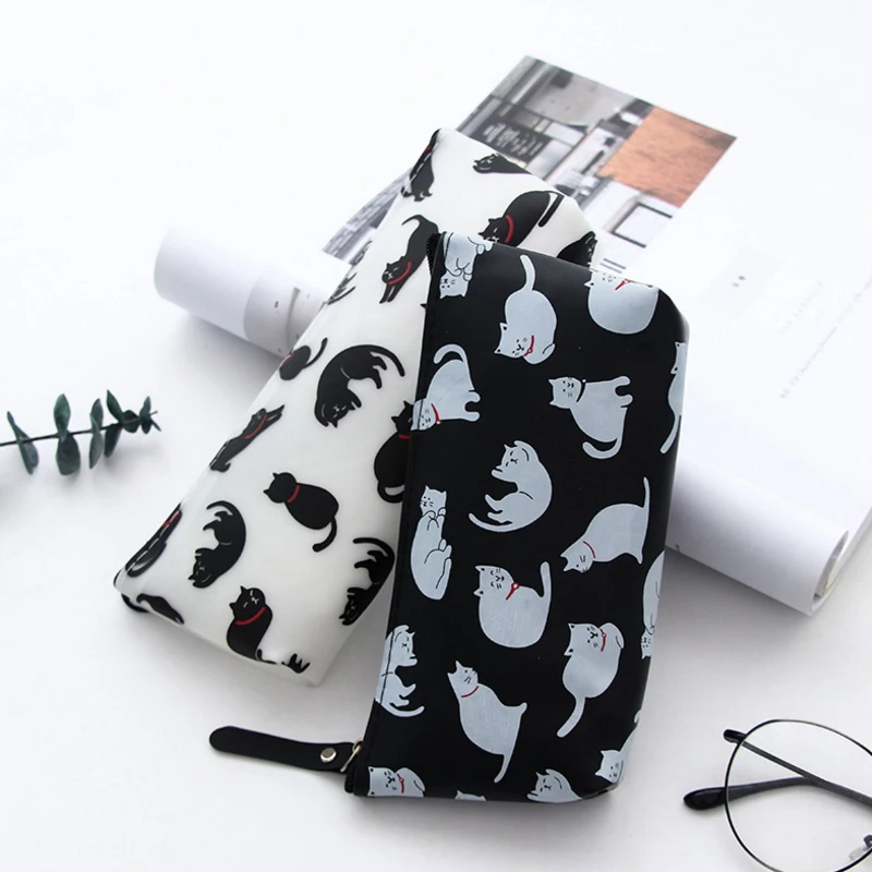 

1Pcs/lot Cute Cat Silicone Waterproof School Pencil Cases Stationery Pencilcase Supplies Bag Girls Pencil Case For School