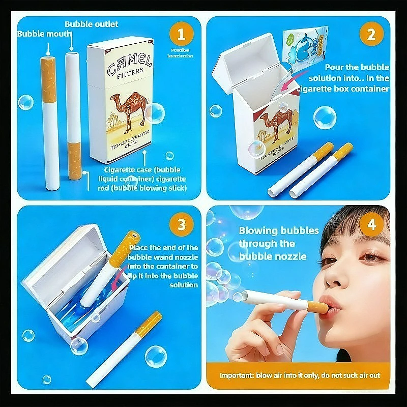 Bubble Blowing Cigarette Box Decompression Abstract Toy Simulation Cigarette Box Creative Atmosphere Shooting Props Small Toys