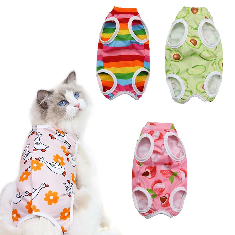 Printing Cat Sterilization Suit Anti-licking Surgery After Recovery Pet Care Breathable Clothes Spring Summer Cat Clothing New