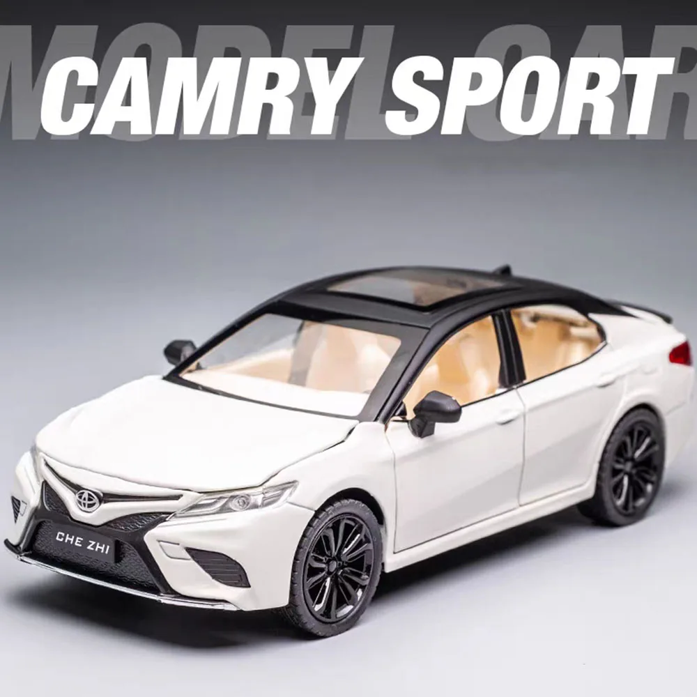 Modèles de voitures Toyota Camry échelle 1:24, jouets moulés sous pression en alliage avec son léger, véhicules miniatures rétractables, cadeaux pour la journée des enfants