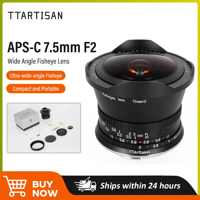 

TTArtisan 7.5mm F2 Wide-angle Fisheye Lens Suitable for Sony E-port, Panasonic M43, Nikon z, Canon RF-S, Fuji X Mount