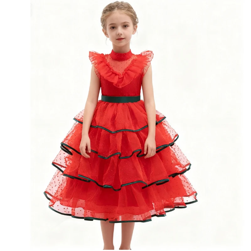 عيد الميلاد الفتيات الأحمر تول فستان الأميرة الاطفال تمويه ليديا ديتز الزفاف الأحمر الرعب شبح العروس تأثيري هالوين زي