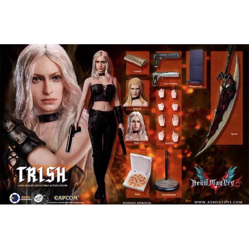 

В наличии, 100% оригинальная Подлинная искусственная кожа DMC504 Trish Fiendish Femme Fatale 1/6, модель игрового персонажа, подвижная коллекция искусств