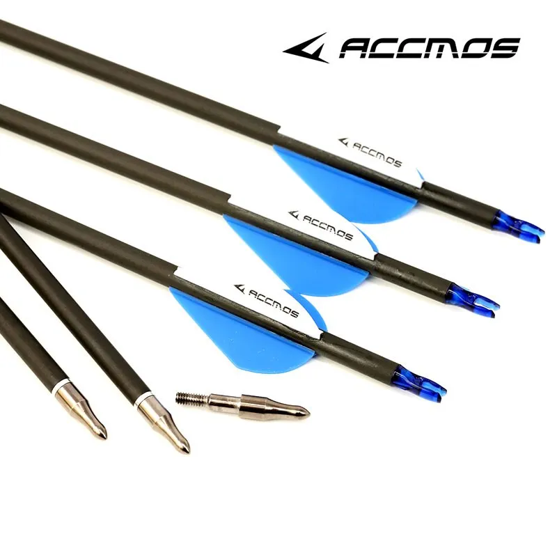 12pcs ID 6.2mm Spine 300 350 400 500 600 700 800 Pure Carbon Arrow For Compound /Recuvre Bow Shooting Hunting Practice