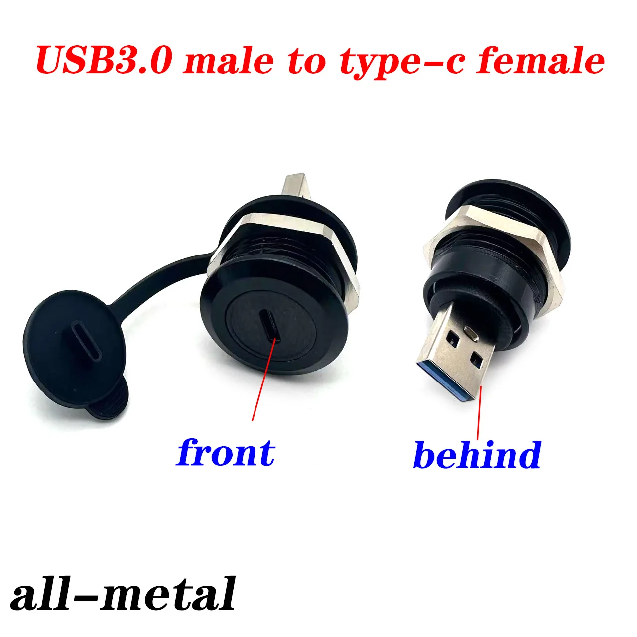 1pcs Metal Round Socket Module D Type RJ45 Straight Through Network USB2.0 USB3.0 Connector Panel Mounting  CAT6