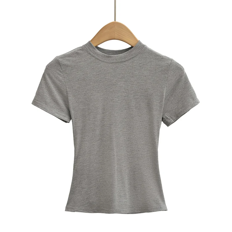 Camiseta informal de alta calidad para mujer, Top Sexy ajustado de manga corta, ropa lisa de tendencia, y2k, novedad de 2024