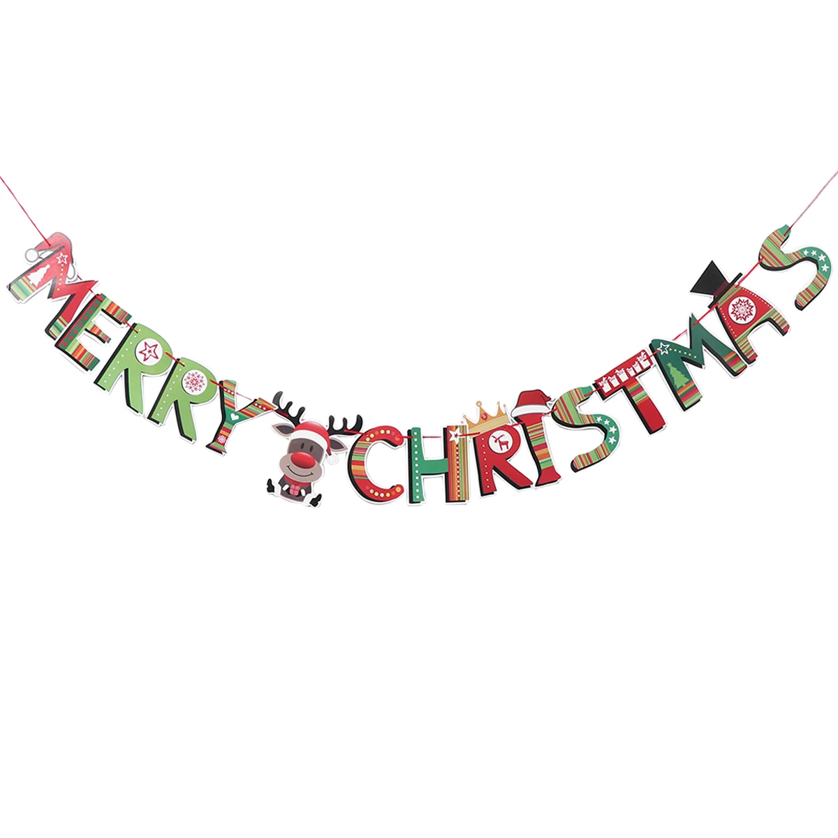 

Christmas Paper Hanging Flags Garland Decorations for Party Window Bunting Banner Cartoon Xmas cheerful holiday theme indoor