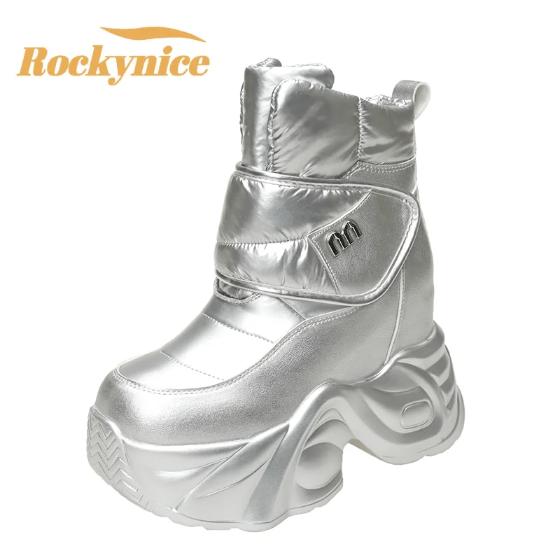 

13CM Winter Women Fur Snow Boots Keep Warm Outdoor Chunky Short Boots New 2025 Plush Mid-calf Shoes Platform Anti-skid Sneakers