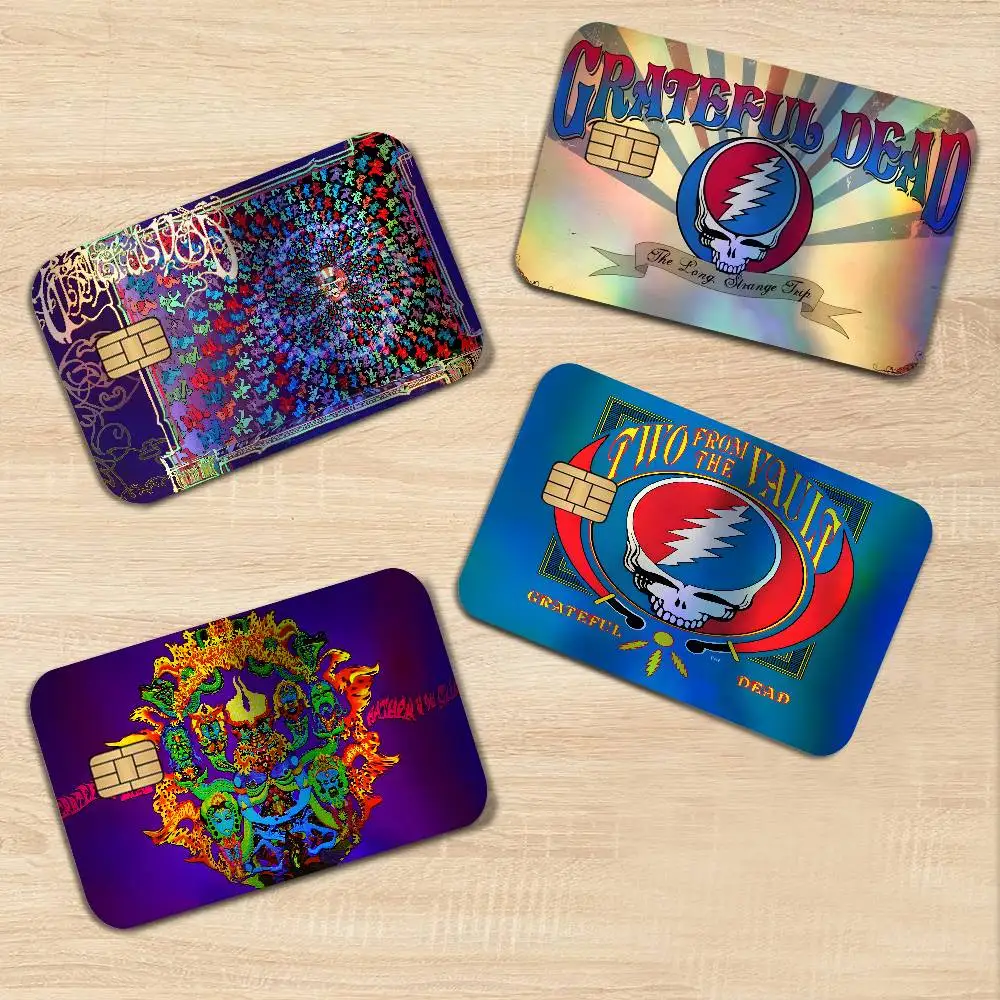 G-Grateful D-DeadS Rainbow Laser Glitter Bank Card Stickers Waterproof Art Decals