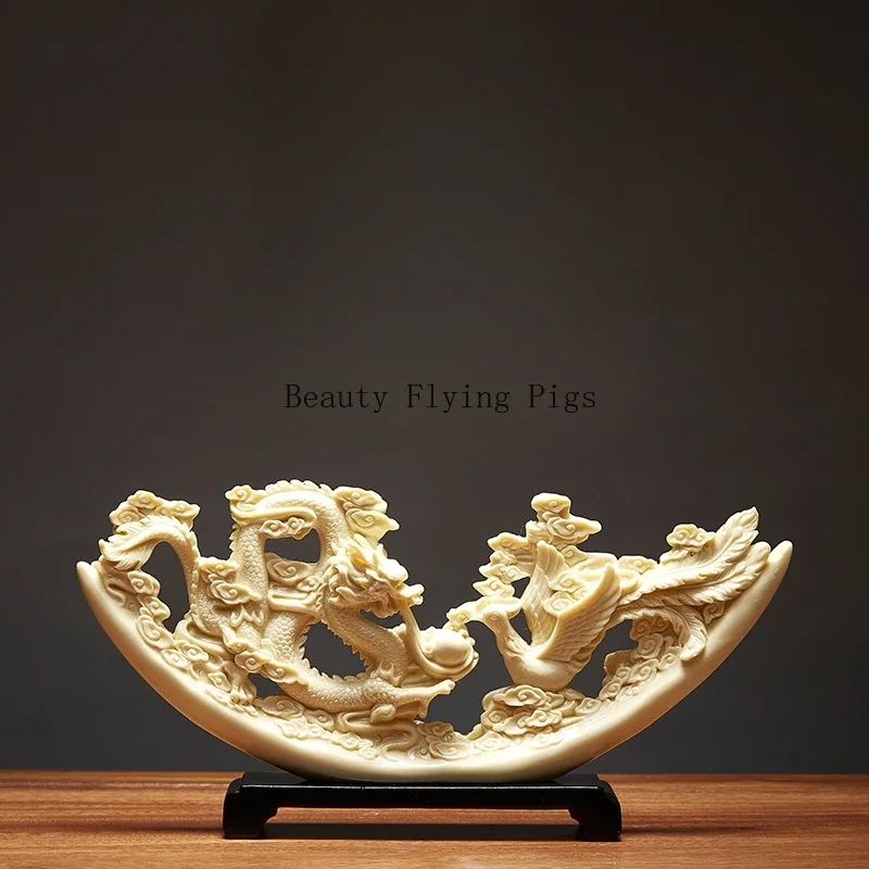 

1pc Chinese Style Resin Ornaments TV Cabinet, Wine Cabinet Decoration Wedding Gift Home Furnishing Decoration Wooden Base