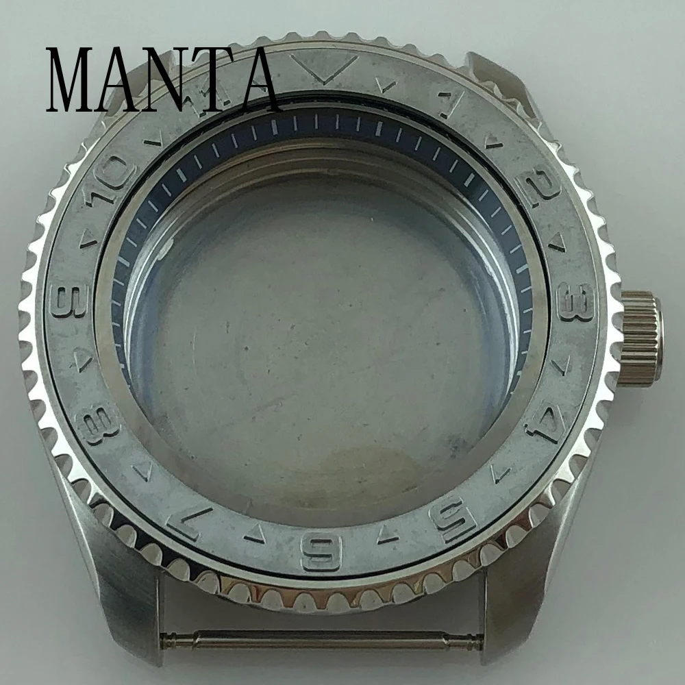 Корпус из нержавеющей стали MANTA 42 мм, черное декоративное кольцо, сапфировое стекло, подходит для NH35NH36, детали для часов с механизмом