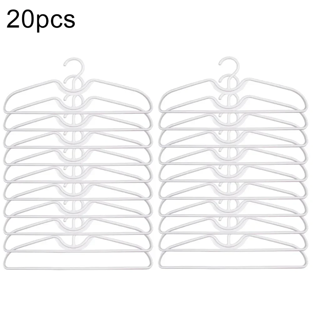 

10pcs Clothes Hanger Short Hook Hanger Space Saving Non Slip Coat Hangers Wardrobe Storage Drying Rack 41.5*15.5cm White Color