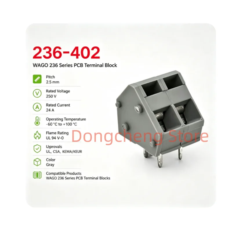 10PCS/LOT 236 Series PCB Terminal Block 236-401 236-402 236-403 236-404 236-405 236-406, 5.0/5.08mm Pitch PCB Socket Connector