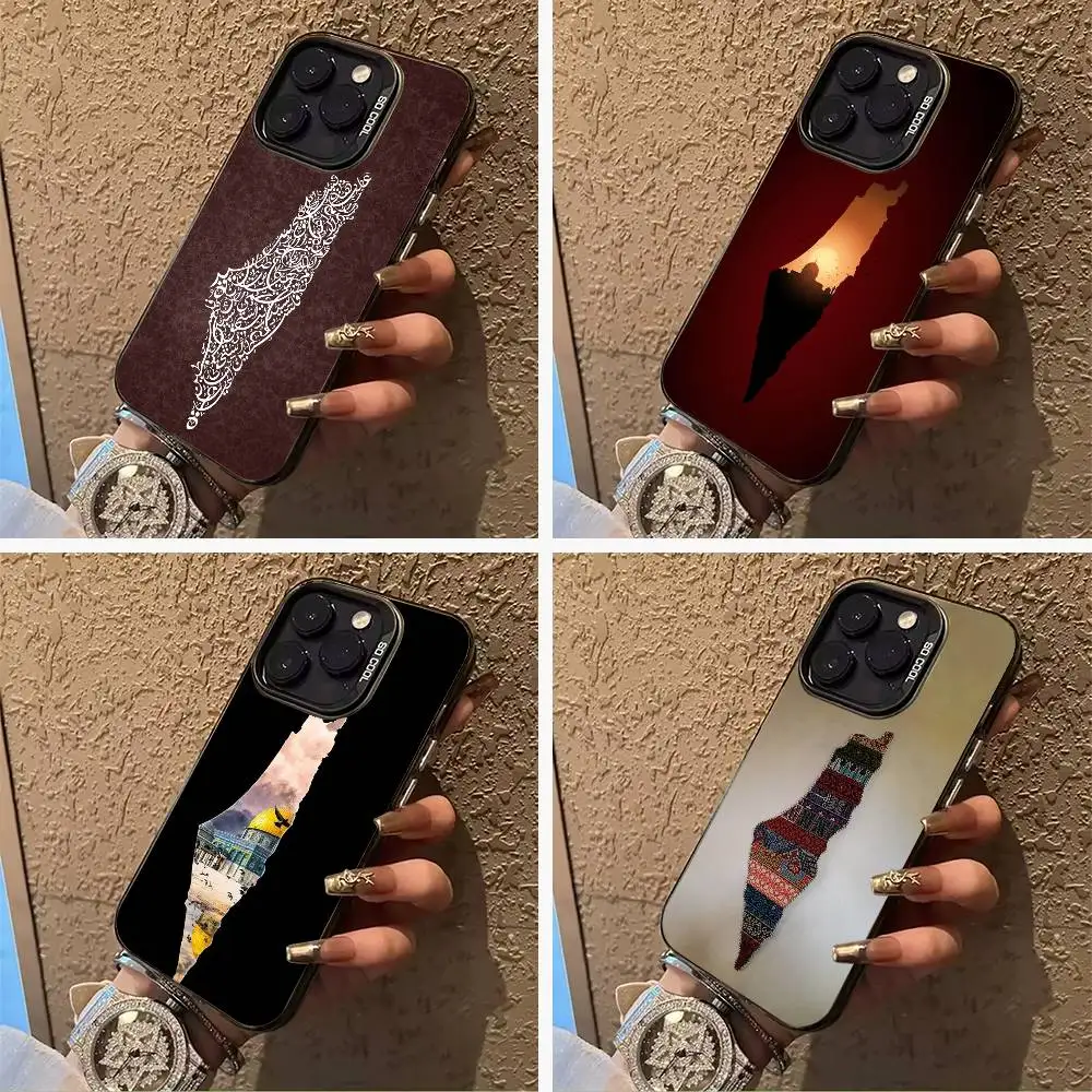 

P-Pakistan -map -pattern For iPhone 17 16 15 14 13 12 11 Pro Max XS 17 Air Silicone Colored Silver Bumper Cover