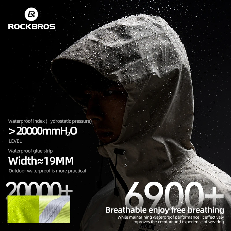 ROCKBROS Waterproof Windproof Jacket Heavy Rain Jacket Mountain Road Bike Riding Outdoor Raincoat Jacket For Men Women Jacket