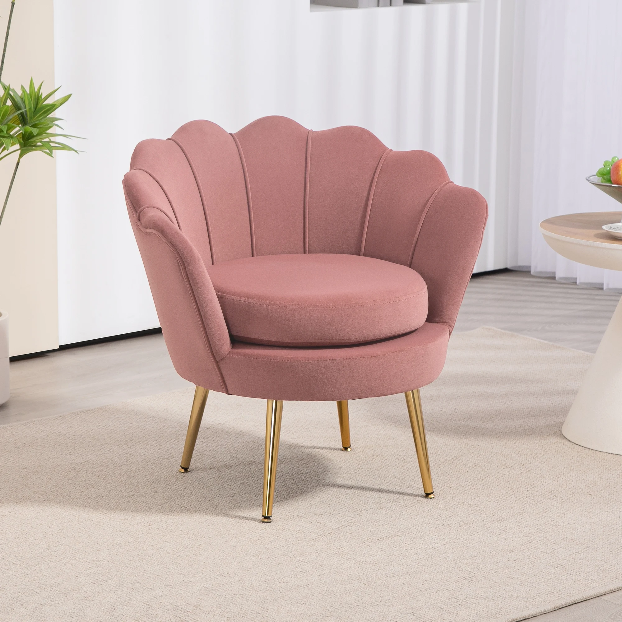 HOMCOM Butaca de Salón Tapizada en Terciopelo 76x67x74 cm Rosa