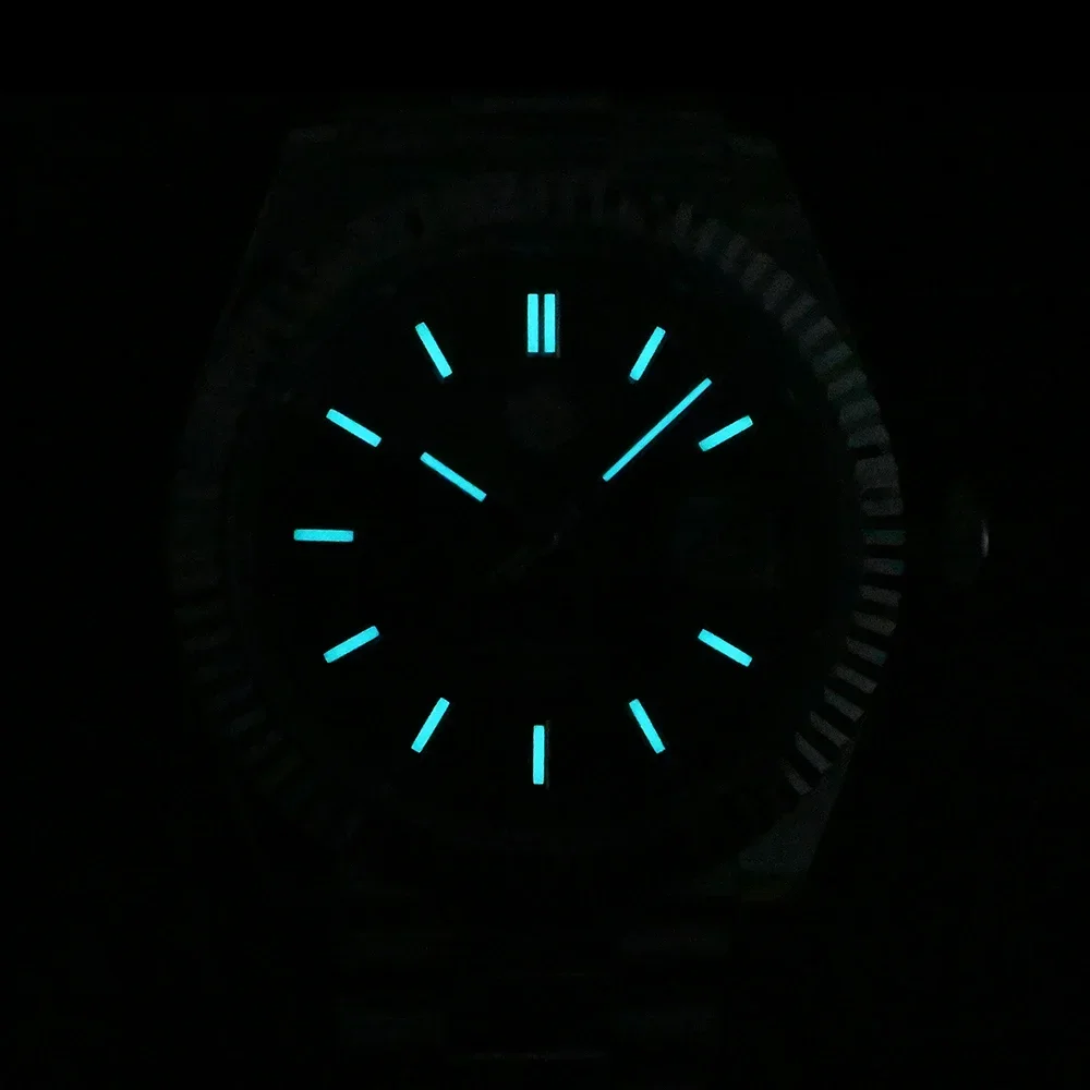 San Martin Men Watch 40mm Vintage MOP Dial Retro Business Luxury Sapphire PT5000 Automatic Mechanical Carving Fluted Bezel 10Bar