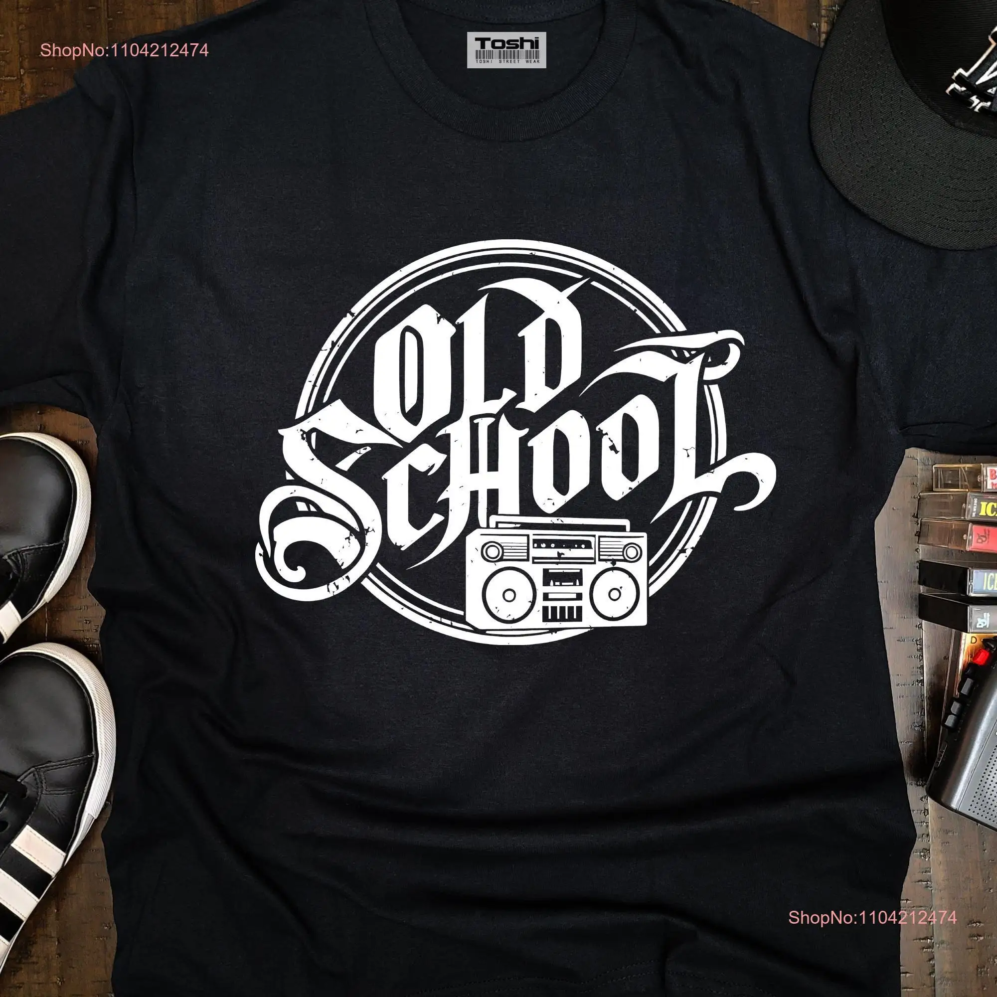 Old School Boombox T Shirt Adult for Hip Hop Fans and Culture Lovers Graffiti B Boy Style long or short sleeves