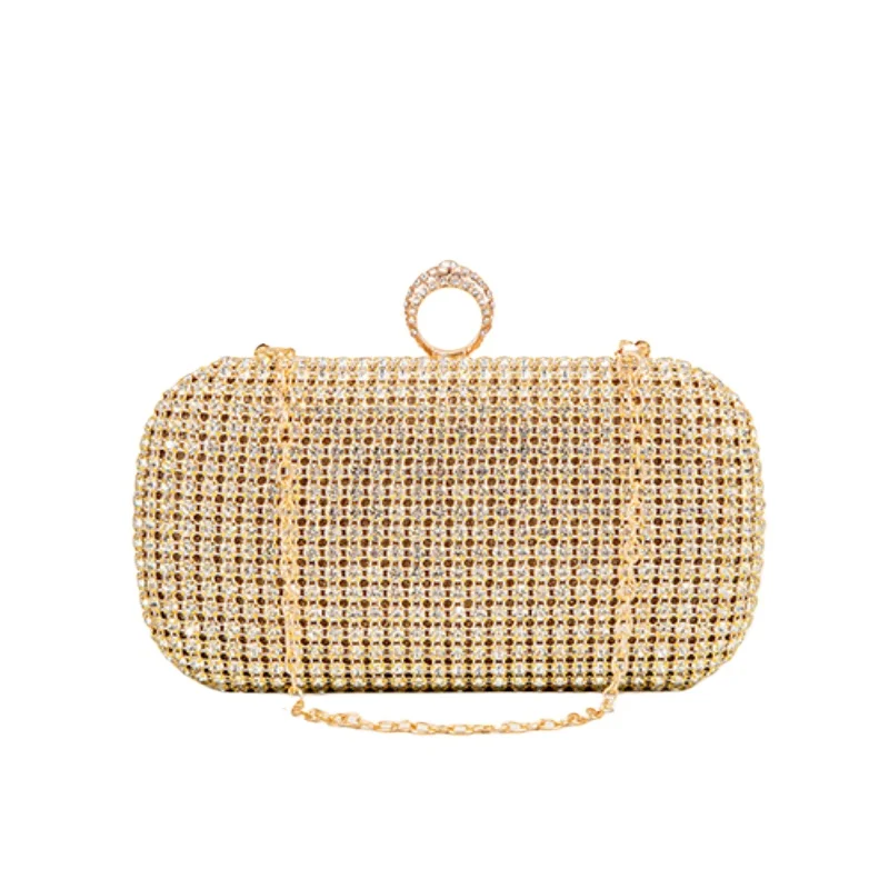 Womens Gold Crystal Diamond Evening Clutch Party Blingbling Shining Handbags Glitter Small Square Dinner Purses Luxus Tasche