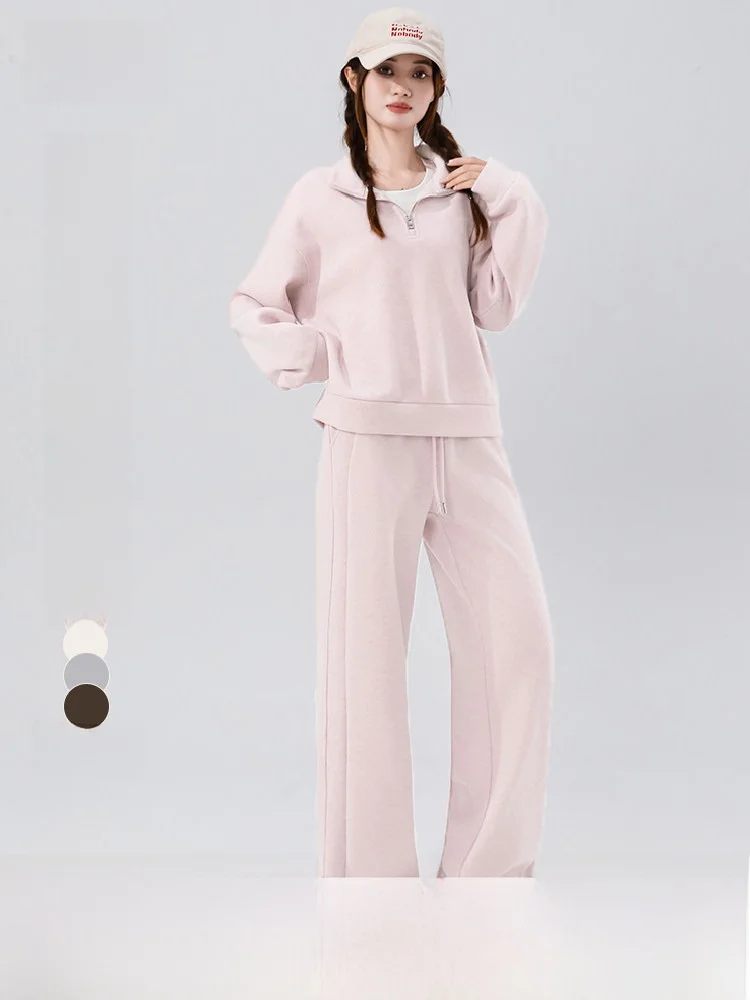 

Женский спортивный костюм Snow Flying: утепленный флисом, повседневный свитшот и брюки, осенне-зимний комплект из двух предметов, полиэстер, нейлон, S...