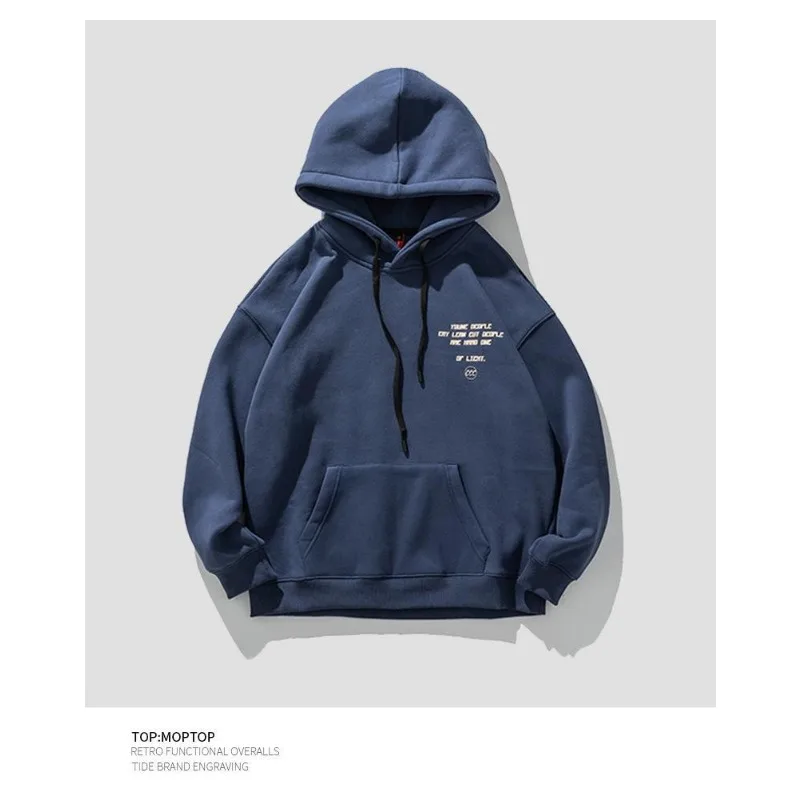 Felpa con cappuccio autunno e inverno verde giapponese da donna alla moda più velluto con cappuccio da coppia indossa un top da uomo spesso