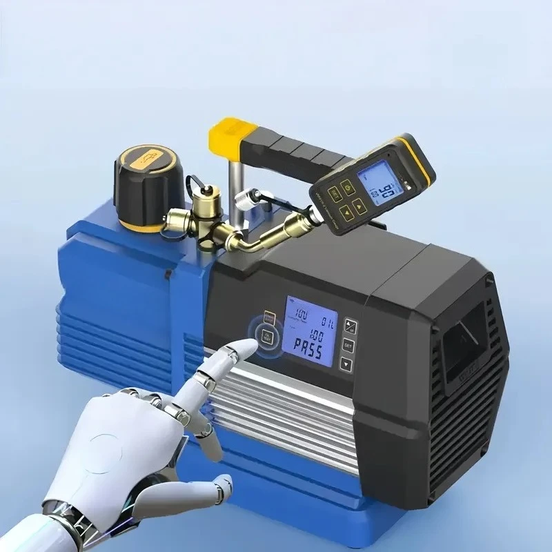 VP8DSV Smart Dual - Stage Refrigeration Vacuum Pump 220V 3/4HP 226L/min Mobile - Operated With Vacuum Gauge
