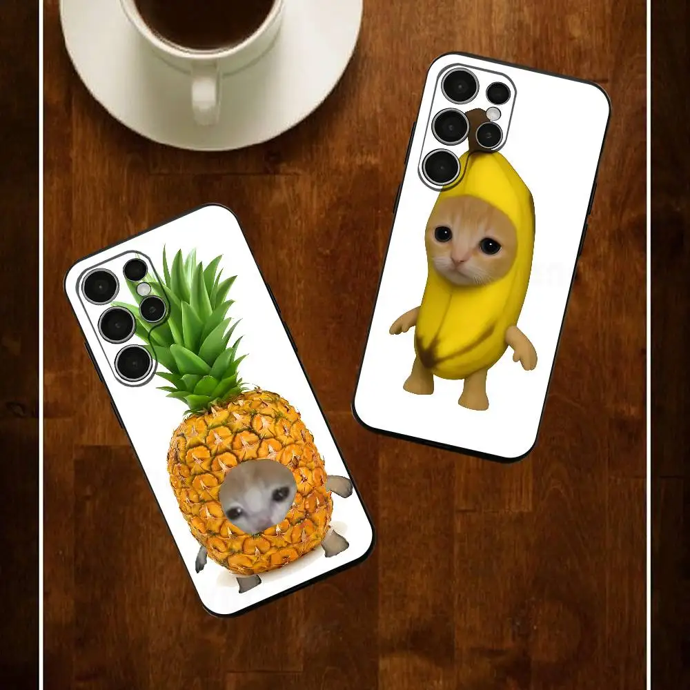 

Funny Banana Kitten Phone Case For Samsung S24 25 23 22 21 20 Plus Ultra 5G Lite Shockproof Cover