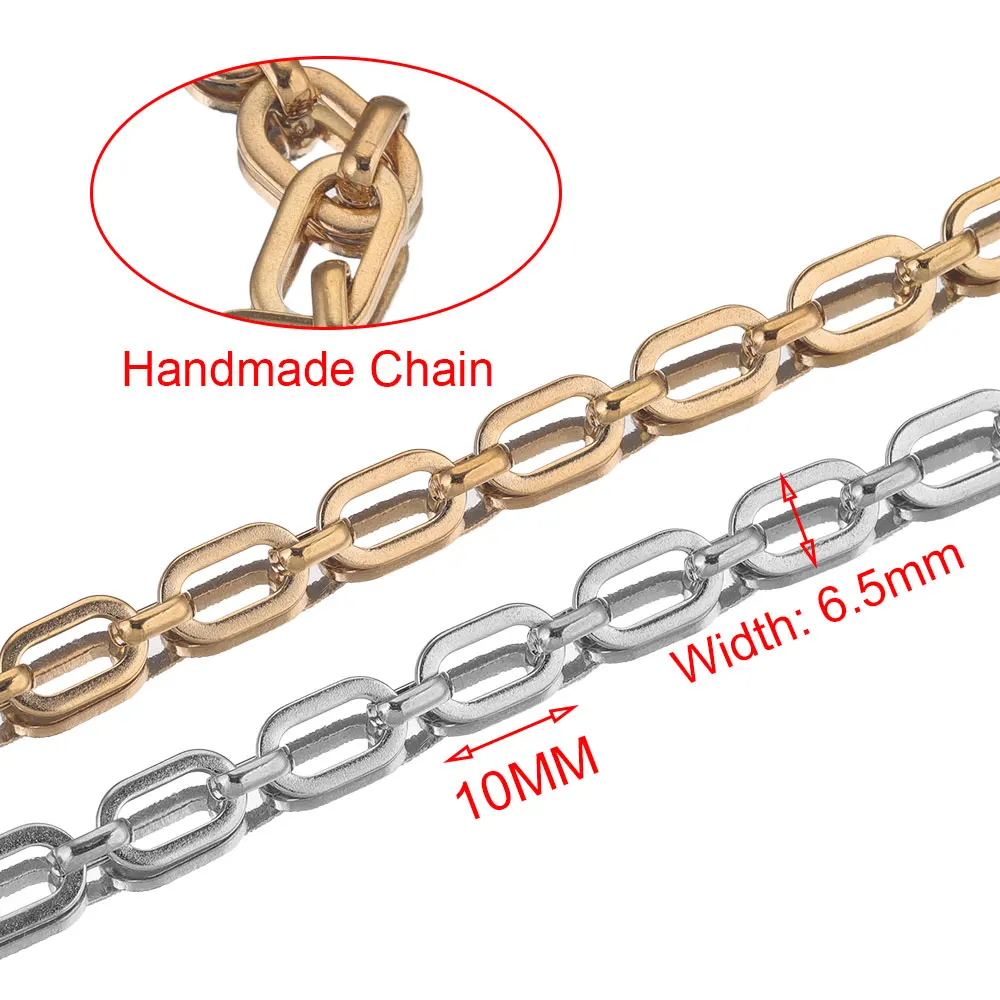 1 Meter Breite 6 mm Edelstahl vergoldet Panzerkette O-Kettenrolle kubanische Ketten für Schmuckherstellung Zubehör DIY Halskette Großhandel