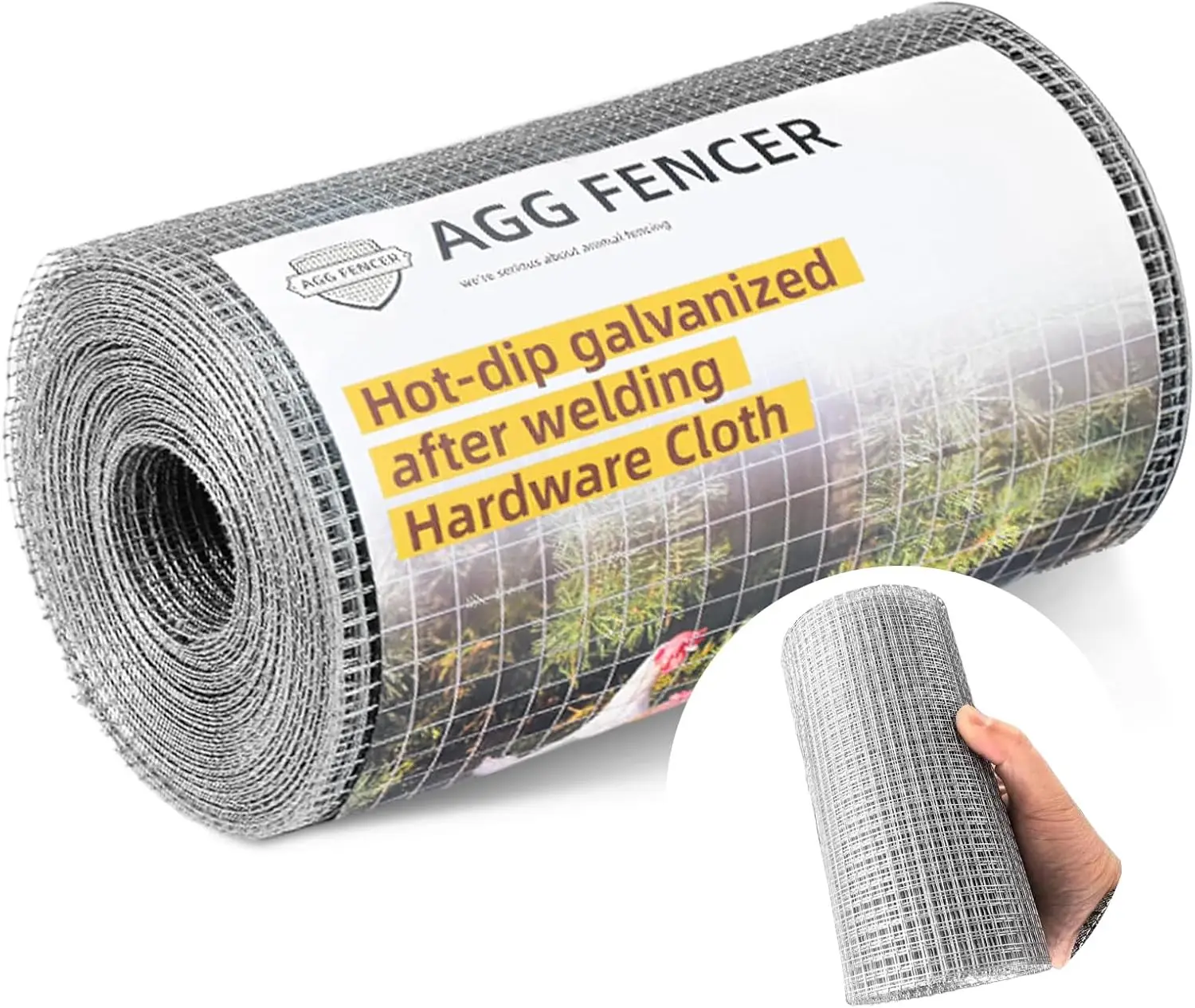

1/4 inch Hardware Cloth 8in x 25ft, 23Ga Welded Wire Mesh, Hot Dipped Galvanized Chicken Wire Fencing for Garden & Poultry