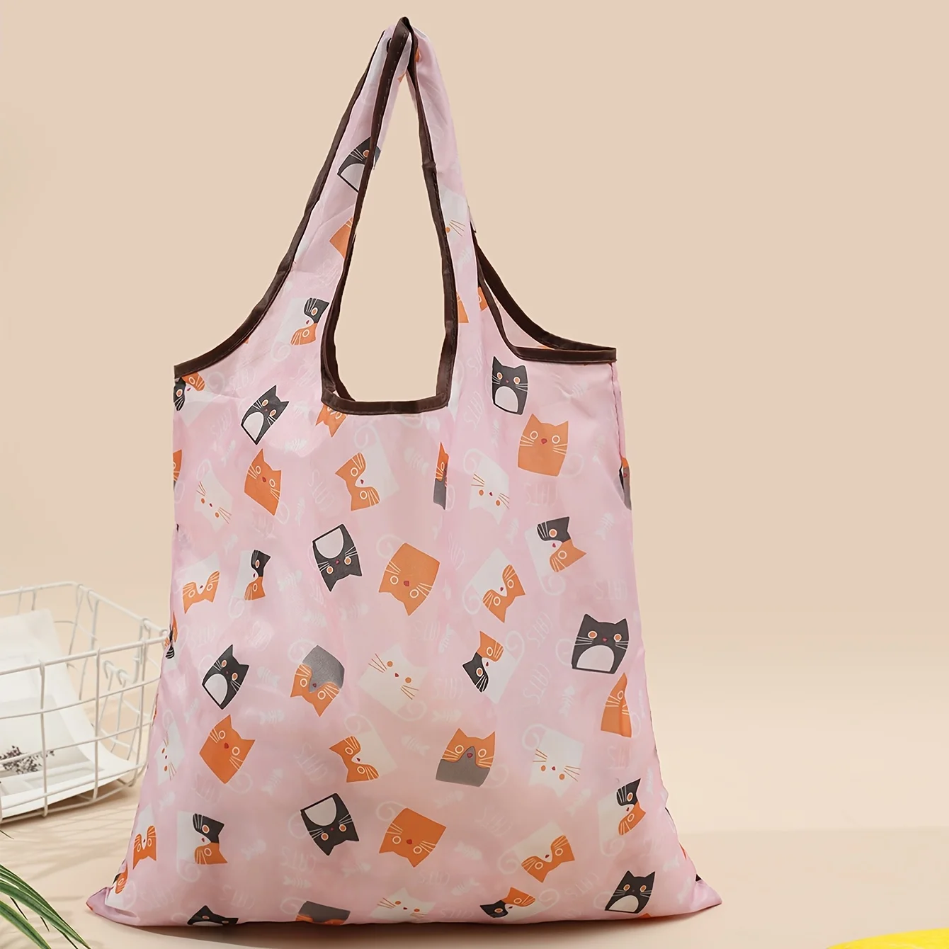 Foldable Large Shopping Bag, Fashion Reusable Grocery Bag Casual Nylon Shoulder Bag