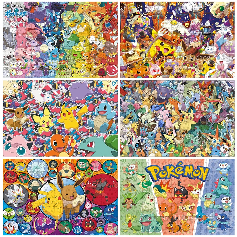 Puzzle drewniane z Pikachu z kreskówki, postacie Pokemon, 108/200/300/500/1000 elementów, układanka dla dorosłych i nastolatków, gra antystresowa.
